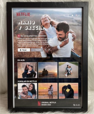 Quadro Netflix Placa PS Adesivada 50X70 4x0 Fosco  Com Moldura e Vidro