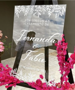 Quadro Recepção Modelo Acrílico Acrílico Cristal 2mm 40X60 4x0 Brilho Adesivo Vinilico Recorte Branco 